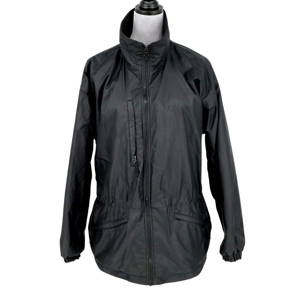 Columbia Jacket Womens Large Black Nylon Softshell Fleece Lined Full Zip Pockets